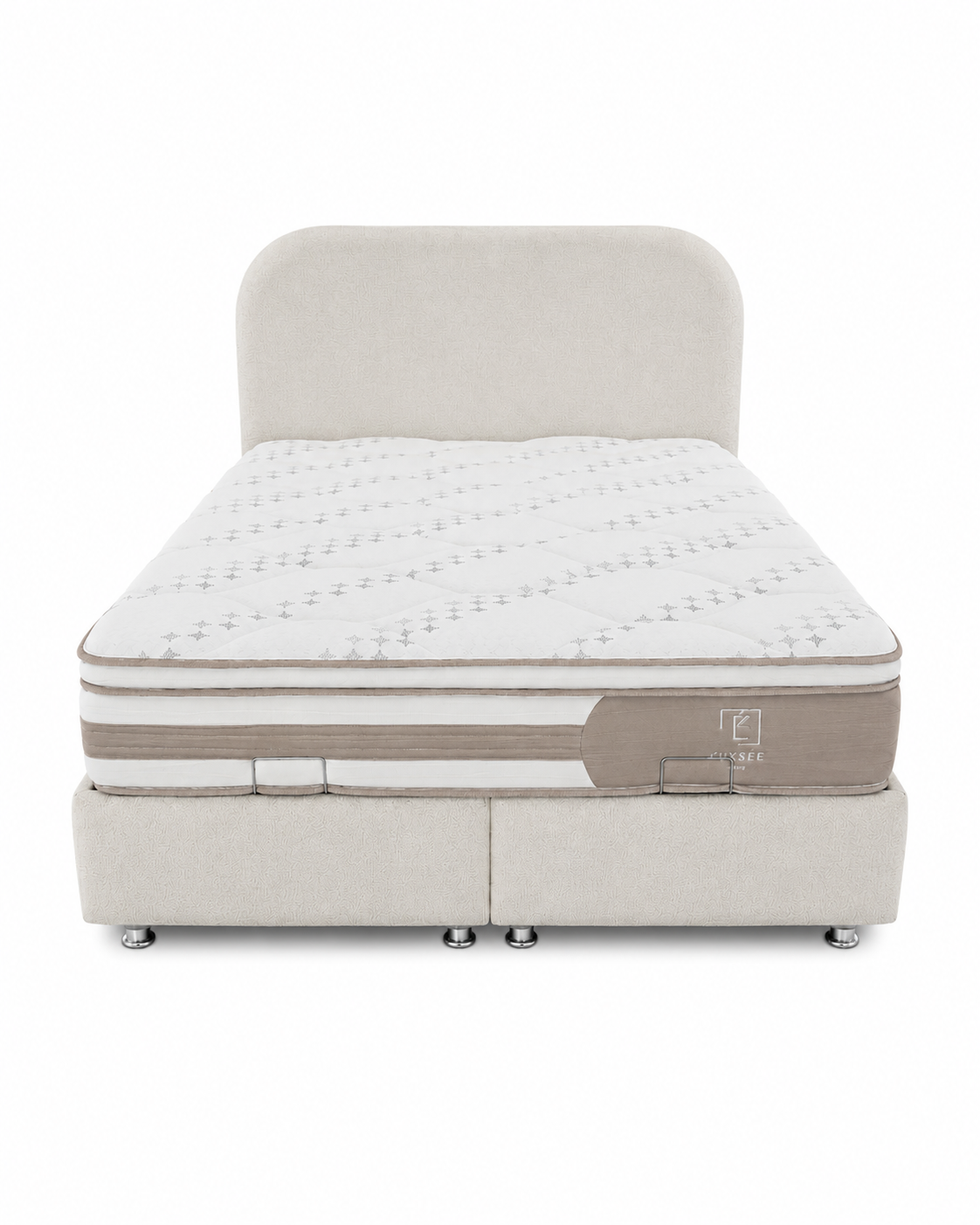 Lit coffre Cocon grège tissu chenille