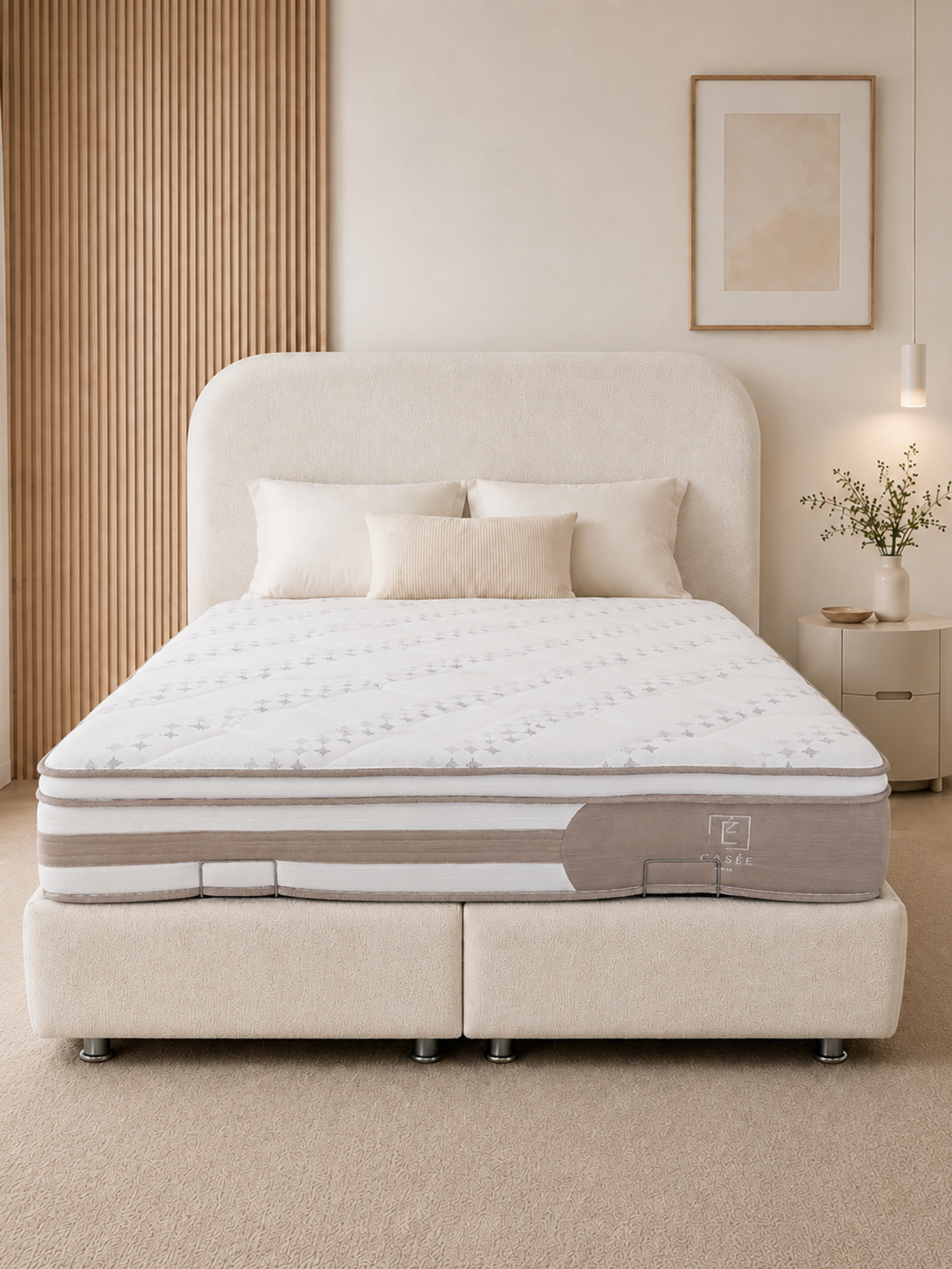 Lit coffre Cocon grège tissu chenille