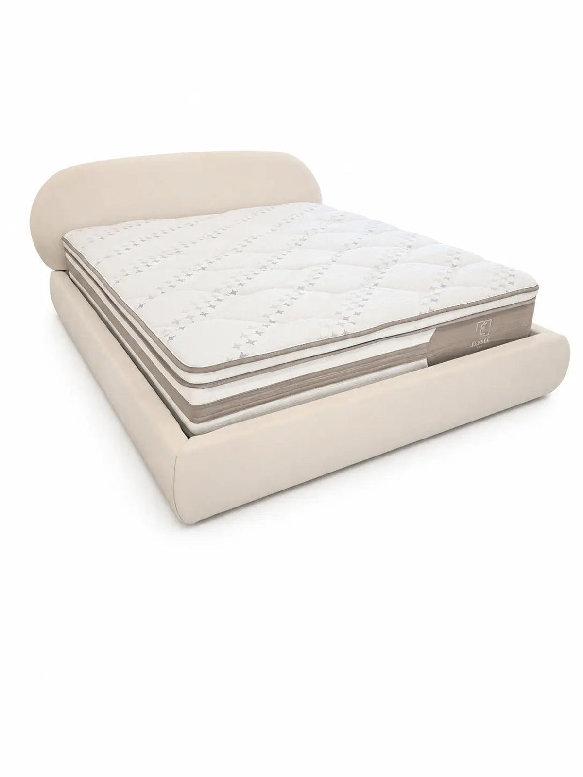 Lit coffre Brume beige tissu chenille