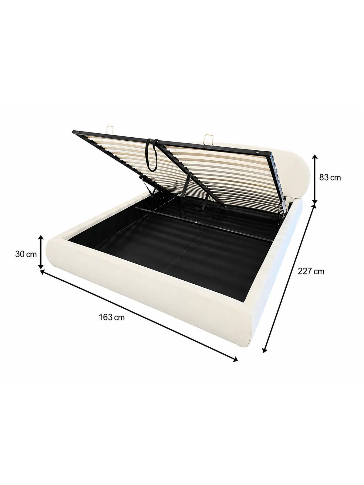 Lit coffre Brume beige tissu chenille