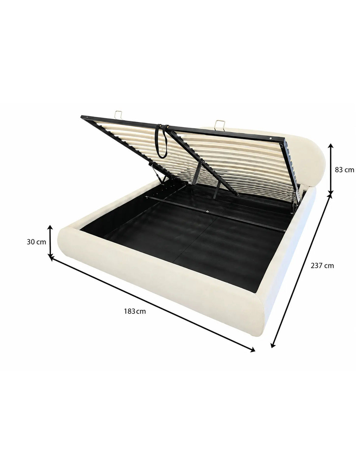 Lit coffre Brume beige tissu chenille