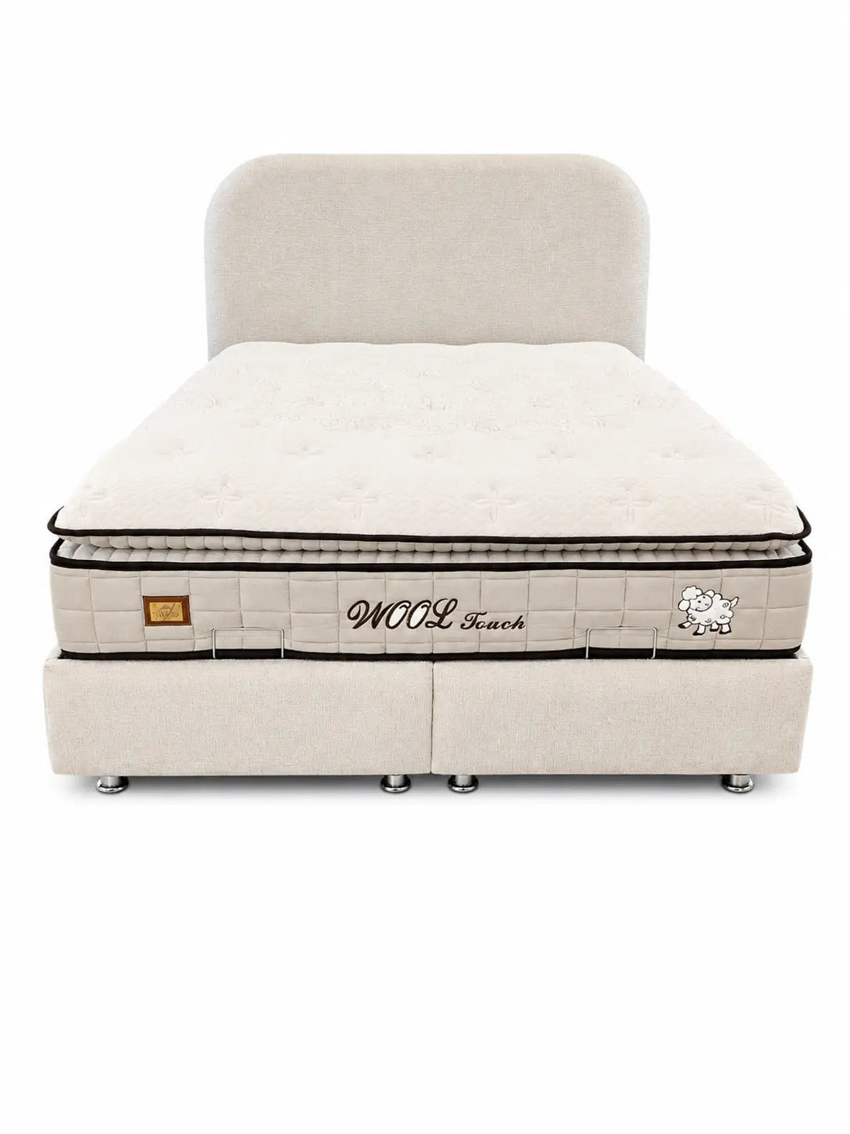 Lit coffre Cocon grège tissu chenille