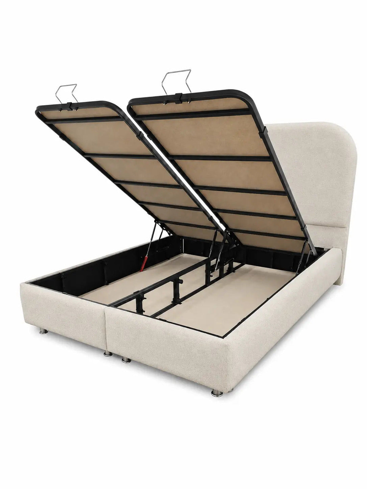 Lit coffre Cocon grège tissu chenille