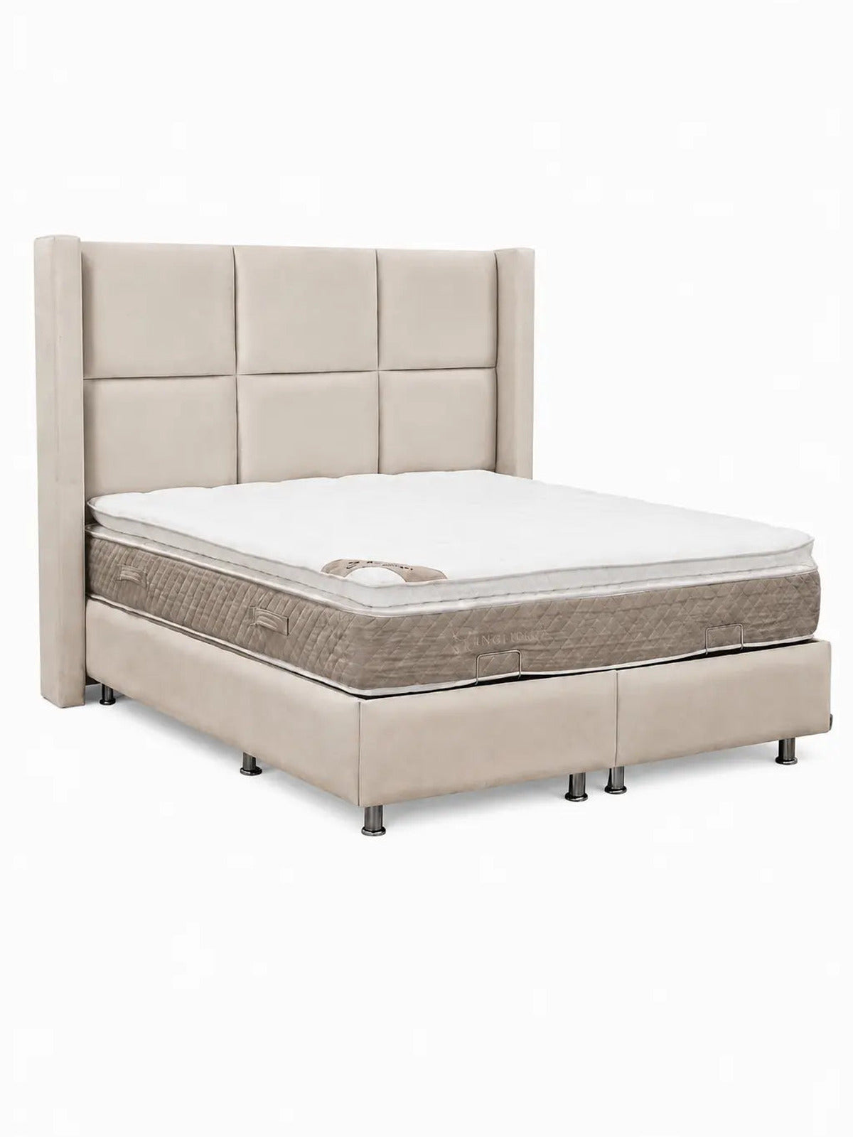 Lit coffre DUNE velours beige