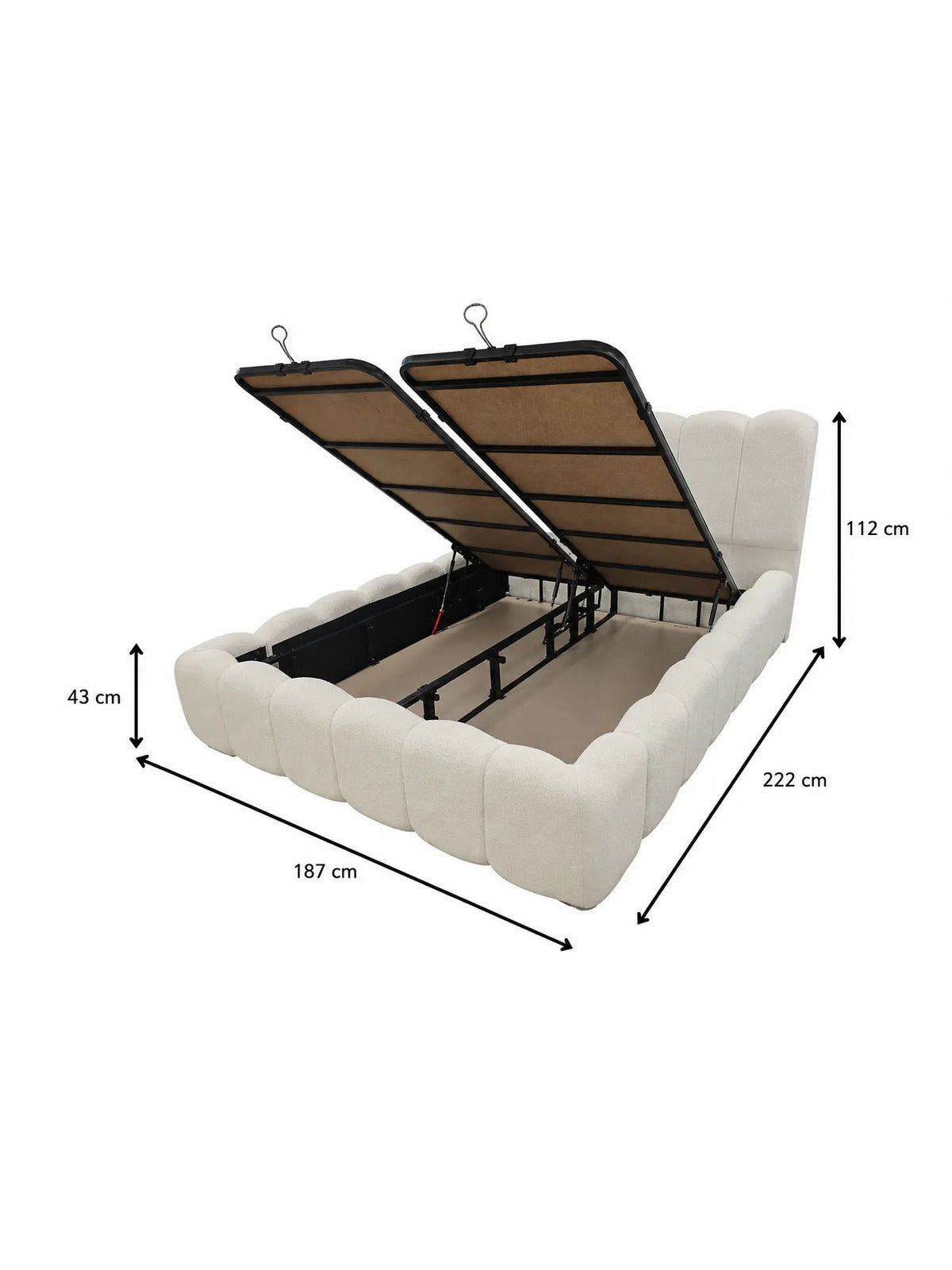 Lit coffre Nuage tissu chenille blanc cassé