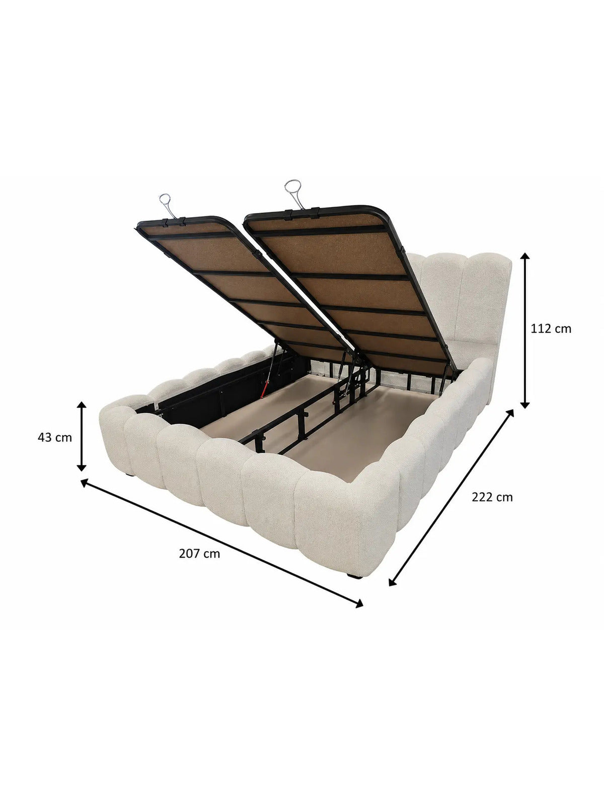 Lit coffre Nuage tissu chenille blanc cassé