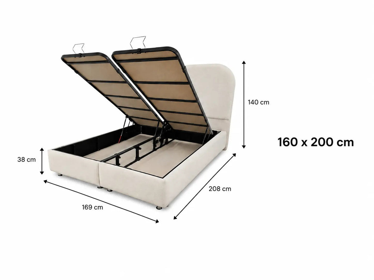 Pack Cocon + Rivoli – Lit coffre chenille 160x200 cm + Matelas bambou latex ressorts ensachés 5 zones