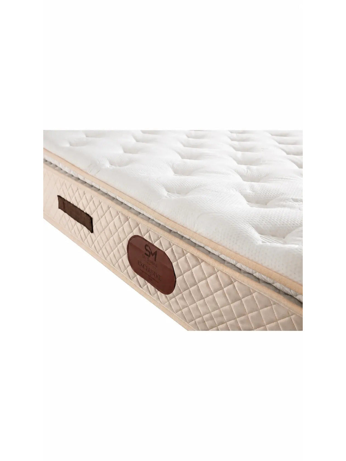 Pack Complet – Canapé Iconic 4+Pouf velours beige + Table basse Yuna + Table à manger Yuna céramique beige + 6 chaises Lizéa + Lit coffre Dune + Matelas Exclusive 160x200