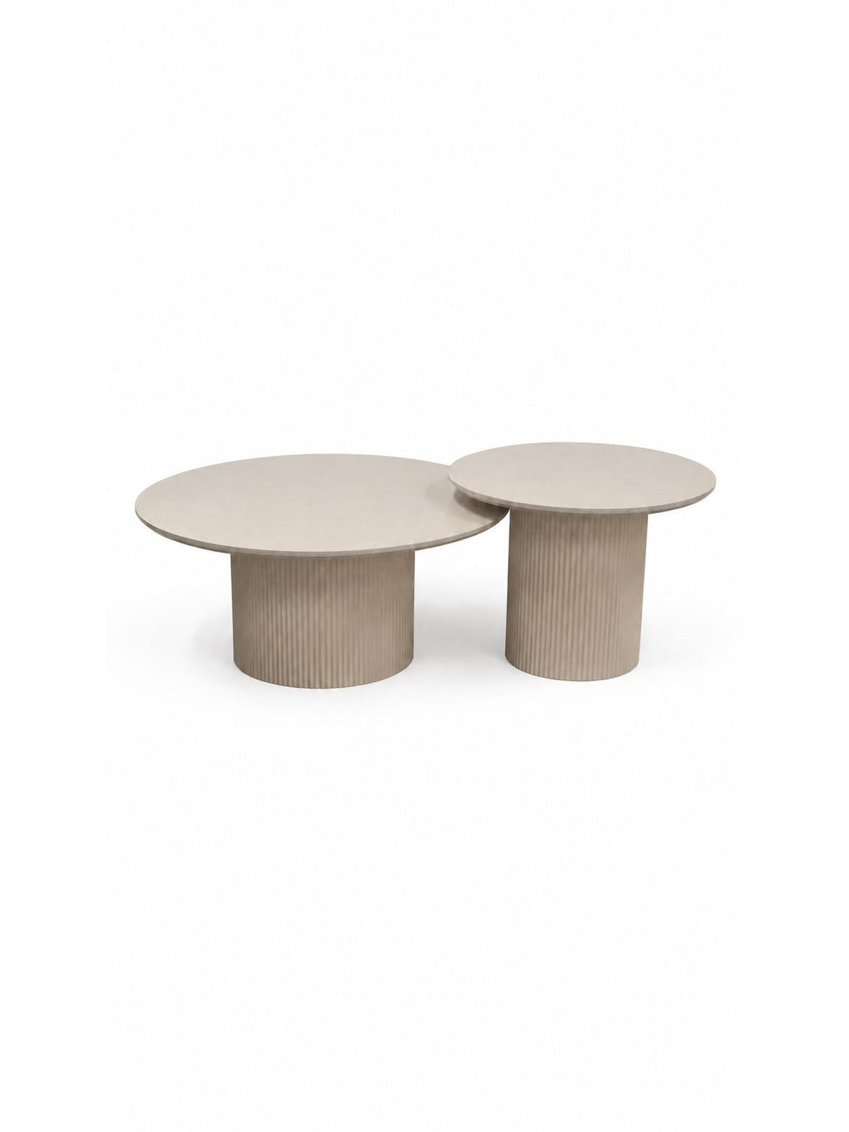 Pack Iris + Saris – Table à manger extensible + Tables basses beige crème