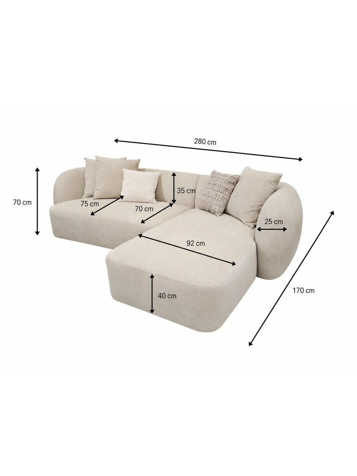Pack Salon Complet – Canapé Aura chenille beige + Table basse Tayga + Table à manger Tayga 180 cm + 6 chaises Oana bois d'hévéa