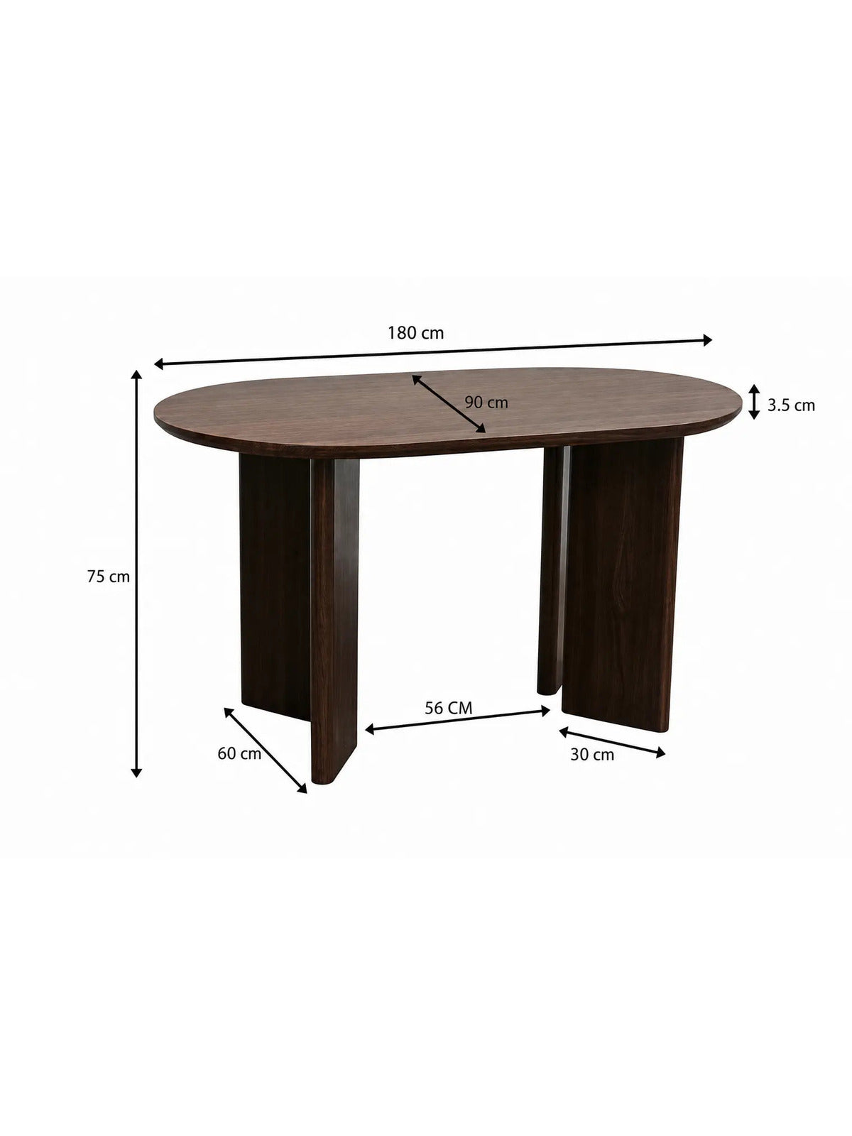 Pack Tayga + Oana – Table à manger 180 cm marron effet bois noyer + 6 chaises bois d'hévéa