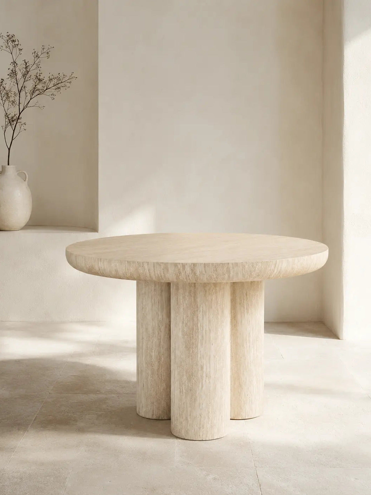 Table à manger Aldo beige effet travertin