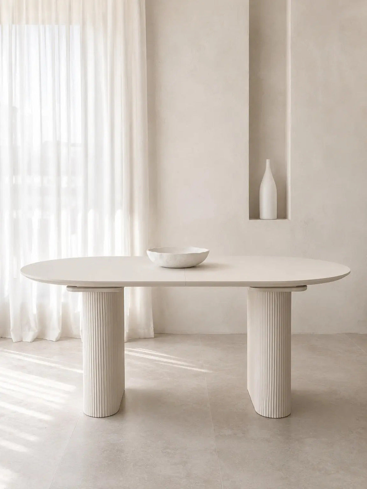 Table à manger extensible Iris crème effet bois