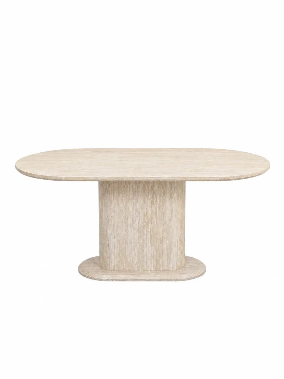 Table à manger Orlane beige effet travertin