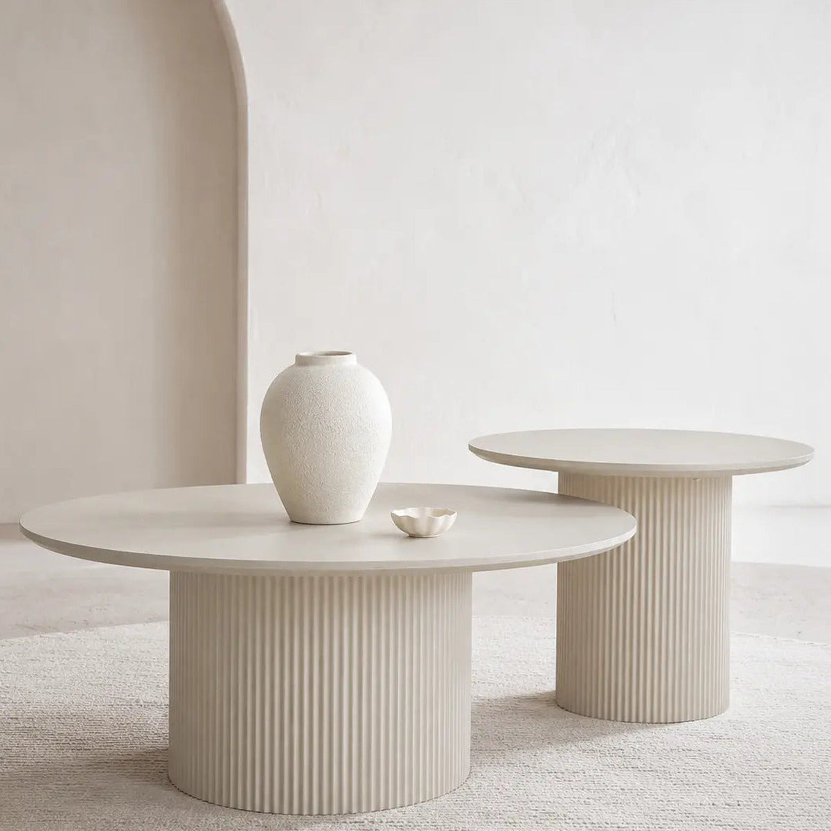 Table basse gigogne Saris crème effet bois